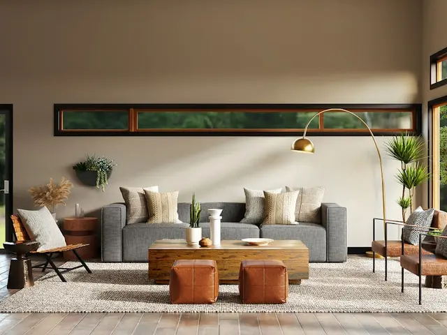 Model desain interior living room dan dining open space modern